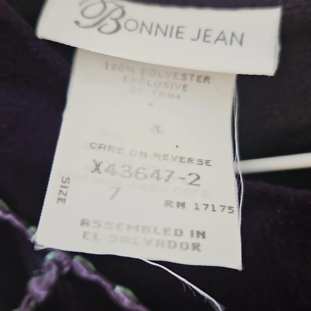 BONNIE JEAN Purple Floral Velvet Chiffon Formal Dress